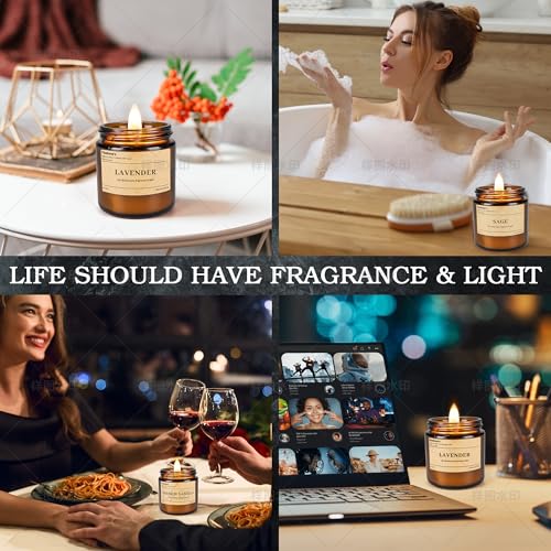 TOBACCO/Amber/Vanilla Soy Candles, 9 Pack - Long-Lasting 270 Hours