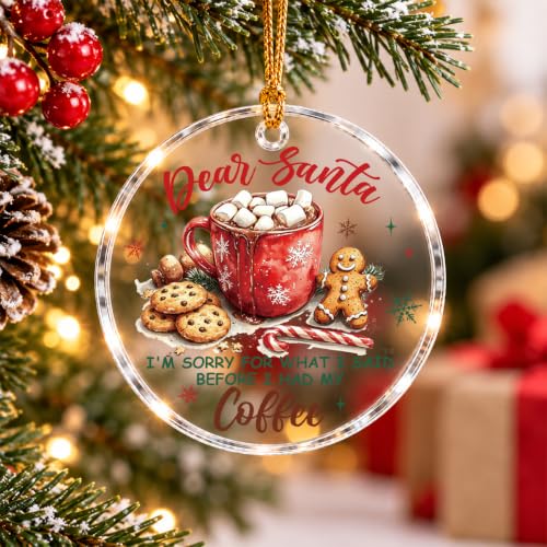 Coffee Lover Christmas Ornament Acrylic Holiday Decor for Tree
