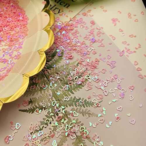 6000 Pieces 3mm Hollow Heart Shaped Glitter Confetti for Tumblers, Slime Supplies, Resin Craft, Festival, Home Party Decorations (Pink)