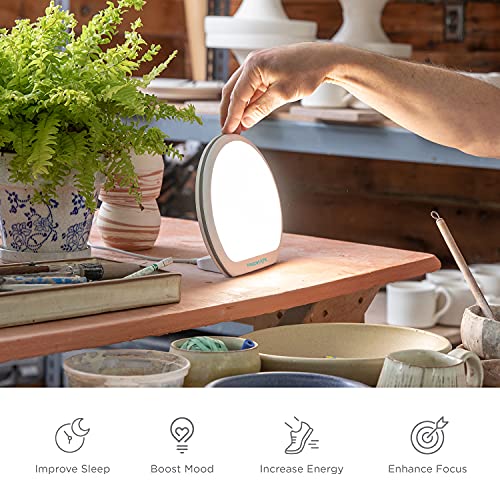 UV-Free Light Therapy Lamp with 10,000 Lux, Full Spectrum LED, Adjustable Brightness