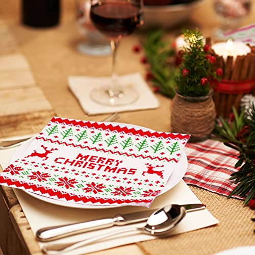 Whaline Christmas Disposable Napkins 6.5 x 6.5 Inch 80-Pack Ugly Sweater Pattern