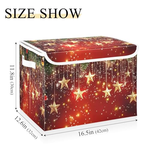 Christmas Storage Bins with Lids and Handles - Collapsible Organizer Basket (Variation Christmas 3)