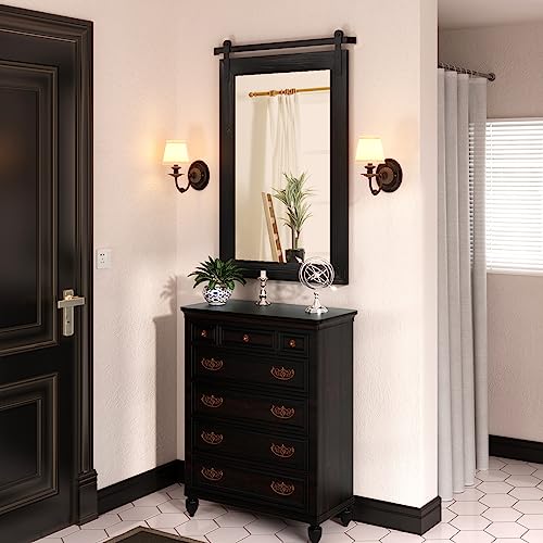 COGOOD Farmhouse Wall Mirror 30 x 22 Black Over Sink Rustic Industrial