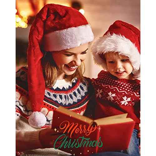 Long Christmas Santa Hat for Adults Unisex Deluxe Plush Long Xmas Santa Claus Hats New Year Festive Holiday