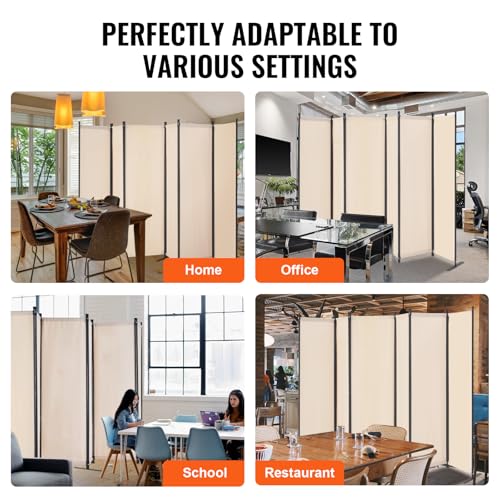 Room Divider 6 Panels Folding Privacy Screen Portable Partition Beige