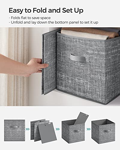 SONGMICS 13-Inch Gray Foldable Storage Cubes Set of 6 for Closet & Home Organization