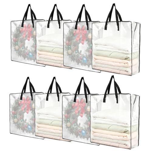 Garvee 26-Inch 8-Pack Clear Wreath Storage Bags with Zipper, 66x66x22cm