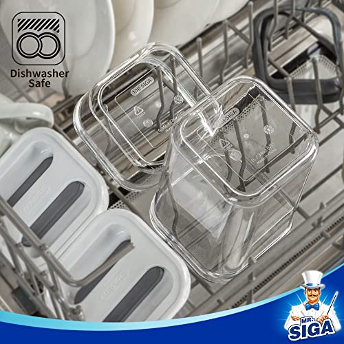 MR.SIGA 4 Pack Airtight Food Storage Containers 4.2 x 4.2 x 6.3 Inch Pantry Organizer