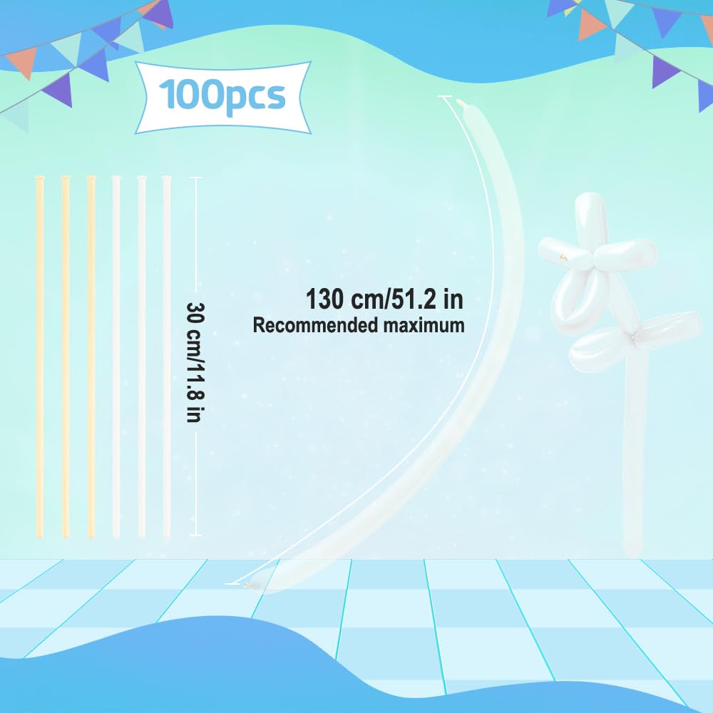260 Balloons Clear and White, 100PCS Animal Long Balloons, 50PCS Transparent Balloon & 50PCS White Balloon, Skinny Party Favors for Birthday Party Wedding Graduation Christmas Decoration