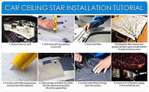 ATOKEE 16W Twinkle Starlight Headliner Kit 400pcs 0.03in 9.8ft