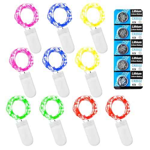 10 Pack Fairy Lights Battery Operated String Lights, 10 LED on 3.3ft Silvery Copper Wire£¬for Flowers Gift Box Wedding Party Christmas Decoration (Polychrome, 10 Pack)