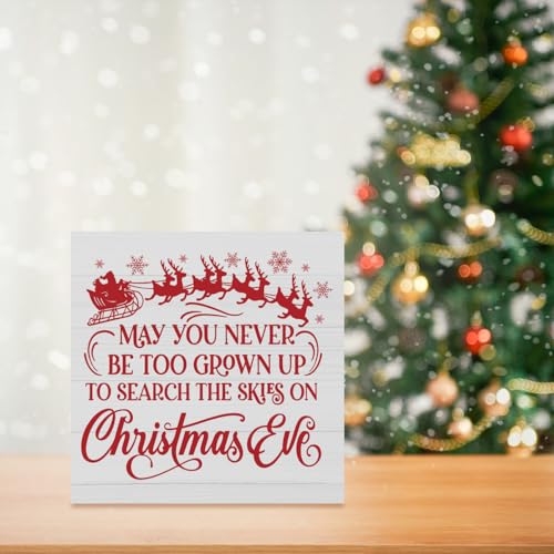 Gejoyse Christmas Eve Sign - 5x5in Wooden Plaque for Office & Desk Decor