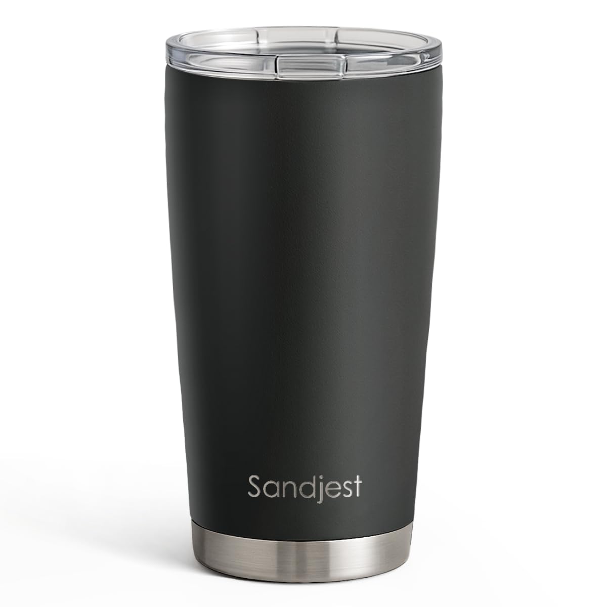 SANDJEST Black Tumbler 20oz Stainless Steel Double Wall Vacuum Insulated, Travel Coffee Cup, Gifts for Men Women Birthday Christmas
