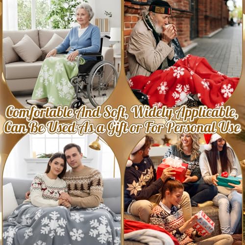 Fanfanwin 24-Pack Multicolor Christmas Snowflake Throw Blankets 50x60"