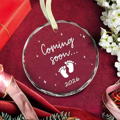 2026 Glass Christmas Hanging Ornament,Baby Coming Soon£¬Baby Pregnancy Announcement for Husband£¬Grandparents£¬Family (Come-Baby)