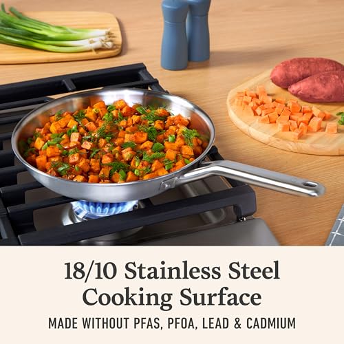 Calphalon 10-Inch Brushed Stainless Steel Fry Pan with Turbo Heat Tech, Oven Safe