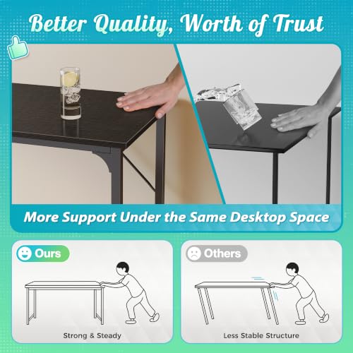 55-Inch Computer Desk with Fabric Storage Bag - Black Modern Workstation