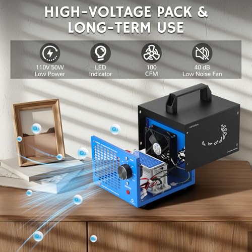 Airthereal MA5K Blue Ozone Generator 2000 Sq Ft, 120-Min Timer, Odor Eliminator