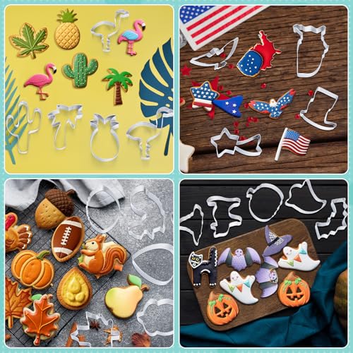 Maxdot 44-Piece Halloween Cookie Cutter Set Stainless Steel for Fall & Holiday Baking