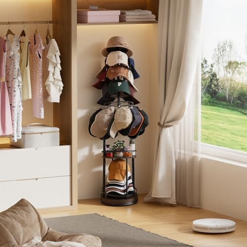 Keebofly 360° Rotating 5-Tier Hat Rack Floor