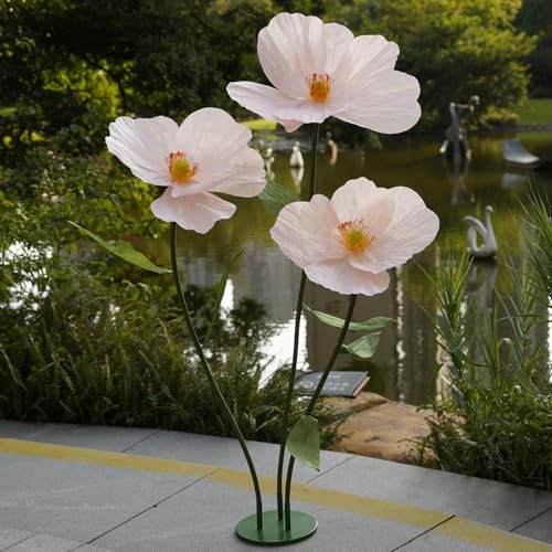 ZEYEXE Champagne Large Artificial Flower Set for Wedding & Event Decor, 68-Inch Giant Fake Flowers with Stand