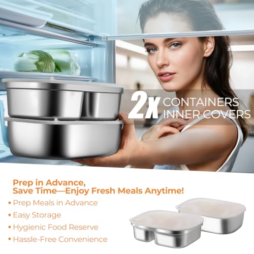 Black 1.5L Dual Container Electric Lunch Box for Car, Office & Travel