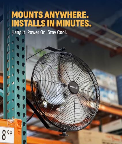 Wall Mount Fan 18 Inch - Heavy Duty Industrial Shop Garage Fan - NewAir Variation