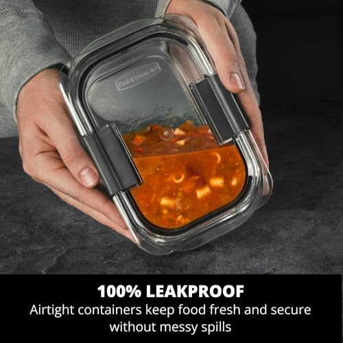 Rubbermaid Brilliance Glass Storage Containers Set of 3, 4.7-Cup, Leak-Proof Lids