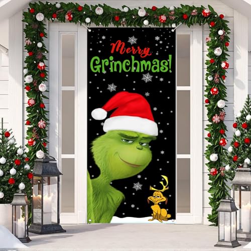 Merry Christmas Party Door Cover - Indoor/Outdoor Decoration, 29.5x71 Inches