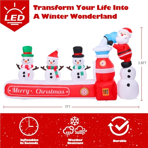 Vigdur 7FT Outdoor Christmas Inflatable Snowman & Santa Decor, Waterproof