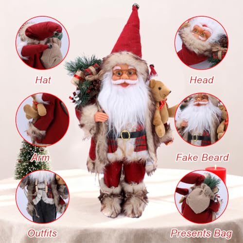 Eforcase Red Santa Claus Figurine - 18-Inch Christmas Standing Decor