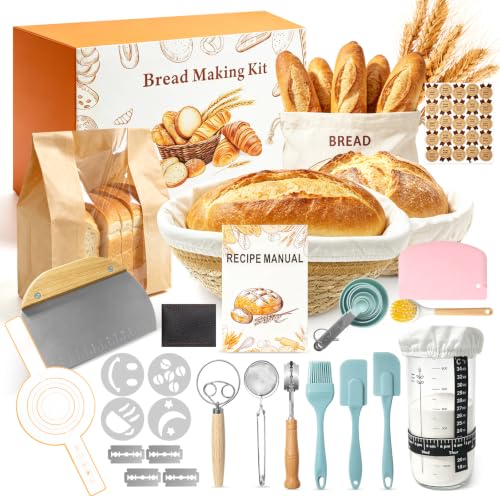 Huobojiji Yellow Sourdough Bread Baking Kit with Baskets & Tools