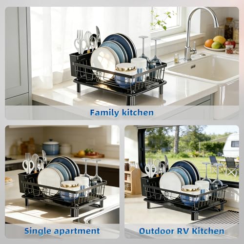 GAOKASE Black Stainless Steel Dish Drying Rack for Kitchen Counter