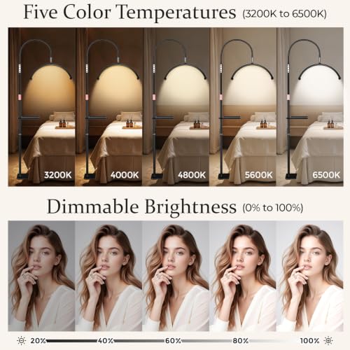 Lash Light with Tool Tray - 2500LM Moon Light for Lash Tech Black