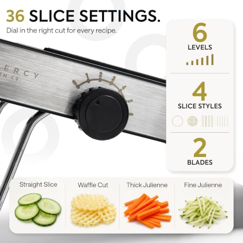 Adjustable Mandoline Slicer for Kitchen with V-Blade & 36 Slice Settings