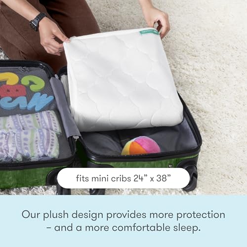Waterproof Mini Crib Mattress Pad - Breathable, Machine Washable, 38 x 24 Inches