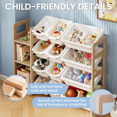 White Toy Storage Organizer with 3 Shelves & 12 Bins - Kids Room Shelving