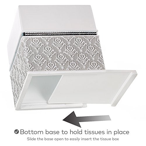 Resin Bathroom Accessories Set with Mirror Damask Design - 6 Pieces