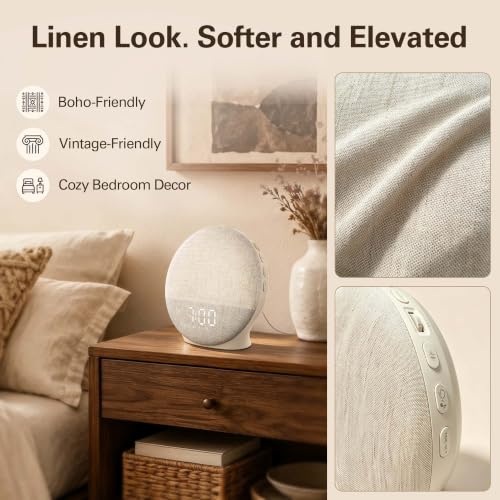 Sunrise Alarm Clock with White Noise Machine Beige Linen - Bluetooth Sleep Aid