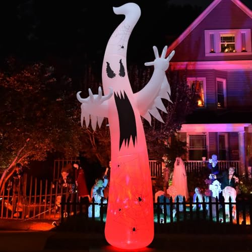 12 ft Inflatable Ghost Halloween Decoration with Built-in LEDs Outdoor Yard Decor