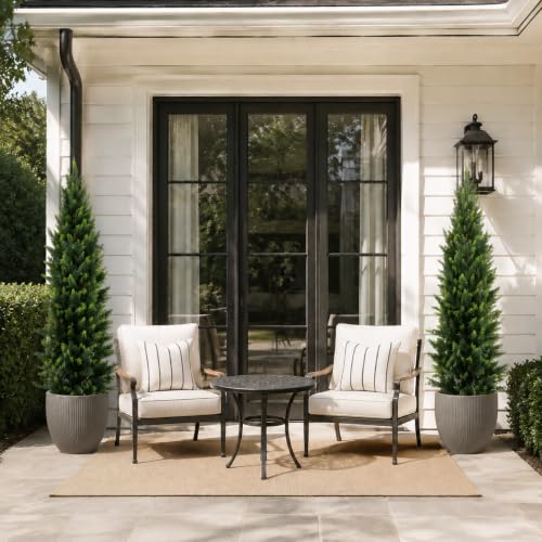5ft Artificial Cedar Topiary Trees Set of 2 with Ground Spikes - Convivuala