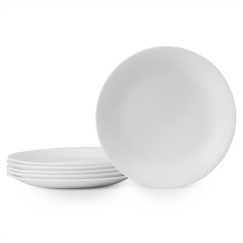 Corelle 8.5-Inch Lunch Plates - Set of 6 | Lightweight Vitrelle Glass, Chip & Crack Resistant, White