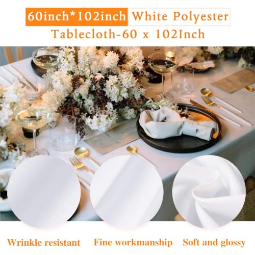 WIGENIUS 10 Pack White Table Cloth Rectangle 60X102 Inch Tablecloth