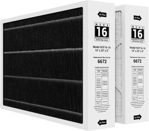 Foglapius 16x25x5 MERV 16 Furnace Air Filter Pack of 2 Compatible with Lennox X6672