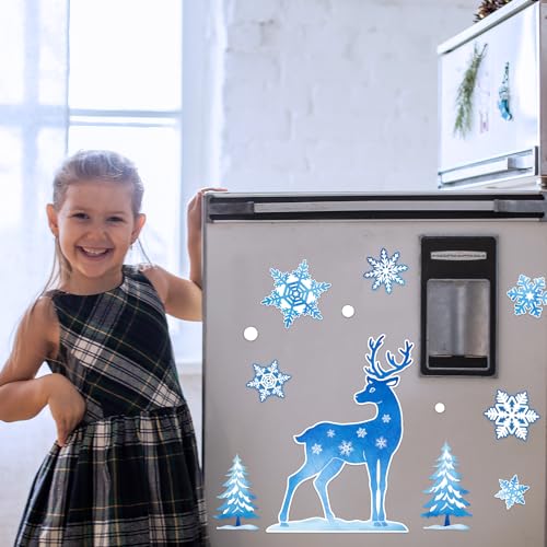 Pasimy Let It Snow 29 Pcs Refrigerator Magnets – Snowman & Snowflake Holiday Decor