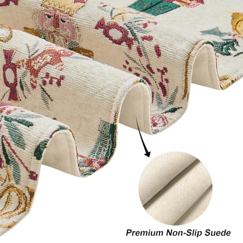 Loom and Mill Jacquard Christmas Table Runner 13x72 inch Beige - Festive Holiday Decor