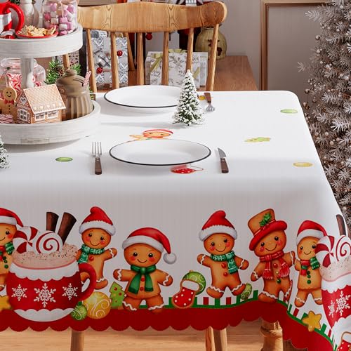 Siilues Christmas Tablecloth 60x104 Rectangular – Premium Polyester with Water-Resistant Finish