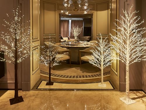 LITBLOOM 32in Lighted White Twig Branches with 200 LED Fairy Lights, Dimmer & Timer (White 200L) Indoor/Outdoor Xmas Decor