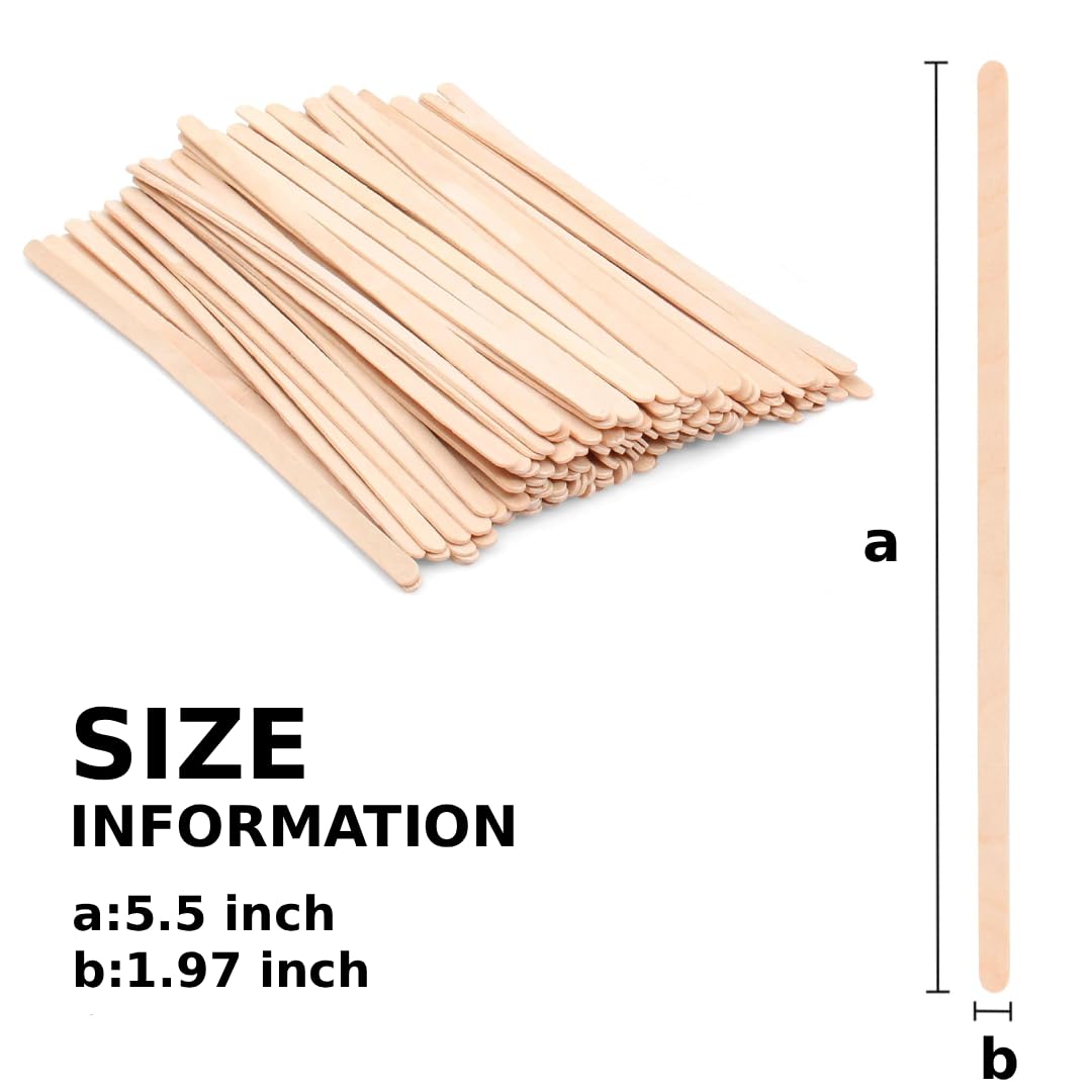 LesNice 5.5 Inch Wooden Coffee Stir Sticks, 200 Count Premium Natural Birch Wood Stirrers for Coffee Bar Accessories, Disposable Beverage Stirrers for Hot/Cold Drinks, Eco-Friendly & Splinter-Free