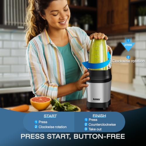 Nahida Silver Square Base 1200W Personal Blender for Smoothies & Ice Crushing